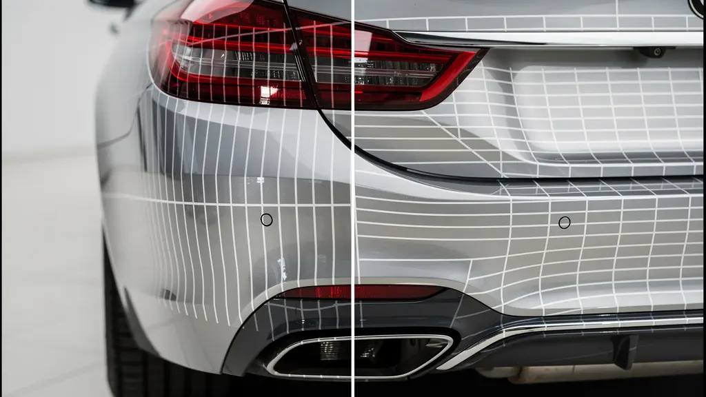 Vue technique du calibrage de l'angle d'une caméra de recul pour éviter la distorsion