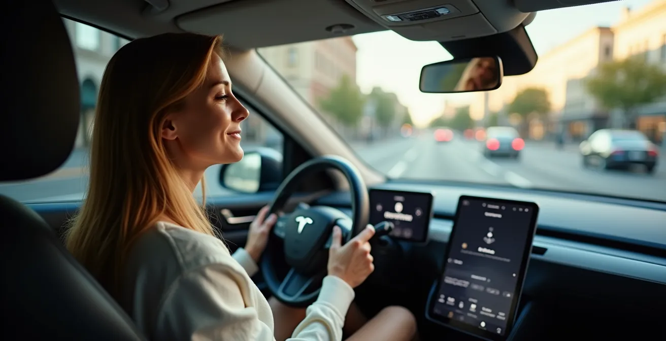 Intérieur de voiture électrique moderne avec système de ventilation silencieux