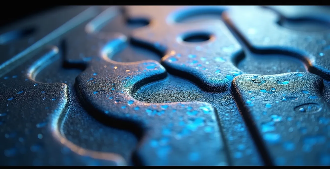 Gros plan macro sur un disque de frein de camion montrant des taches bleues de surchauffe