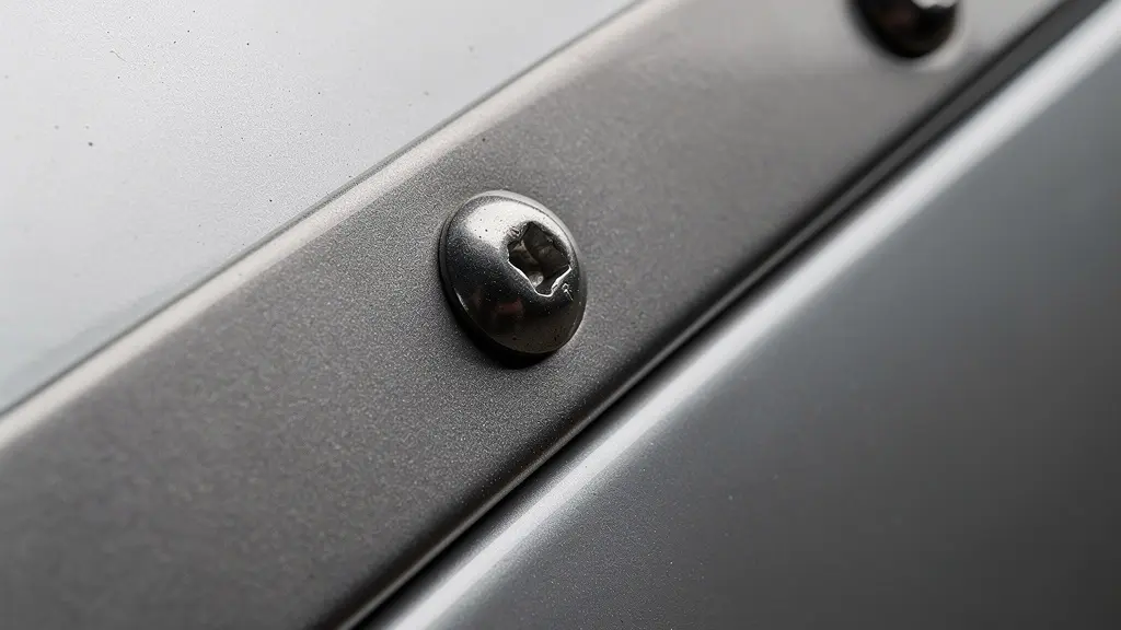 Gros plan d’une plaque métallique rivetée sur une carrosserie, sans numéro lisible, évoquant l’identification technique d’un véhicule importé.