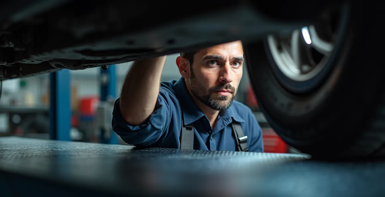 Vue d'un châssis de voiture correctement traité montrant l'uniformité du traitement