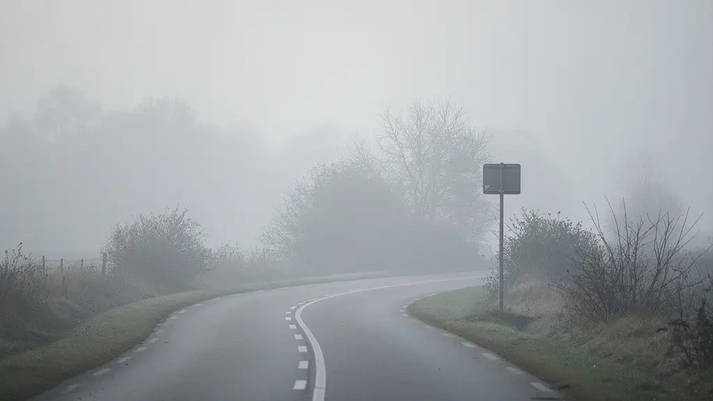 Paysage routier minimaliste avec une signalisation floue en arrière-plan, évoquant l'incertitude de la zone de contrôle.