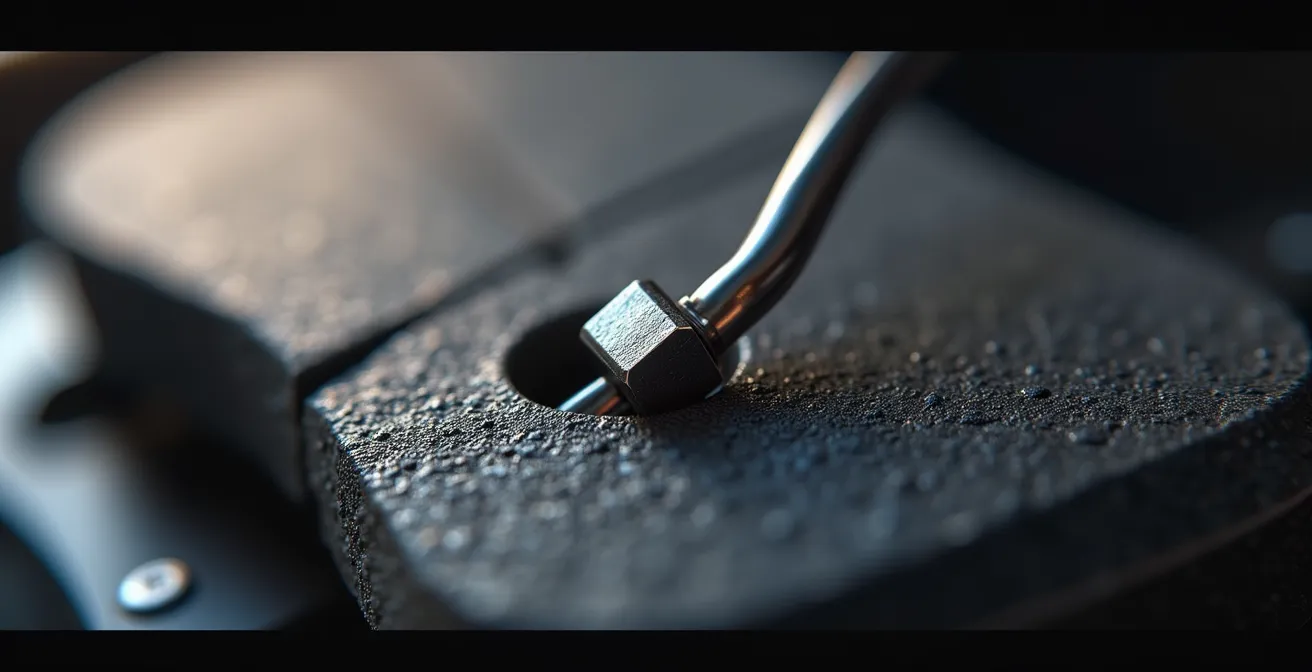 Gros plan sur un capteur d'usure électronique de plaquette de frein avec fil de connexion