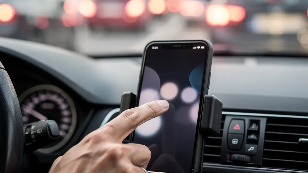 Conducteurs utilisant leur smartphone pour signaler des embouteillages en temps réel